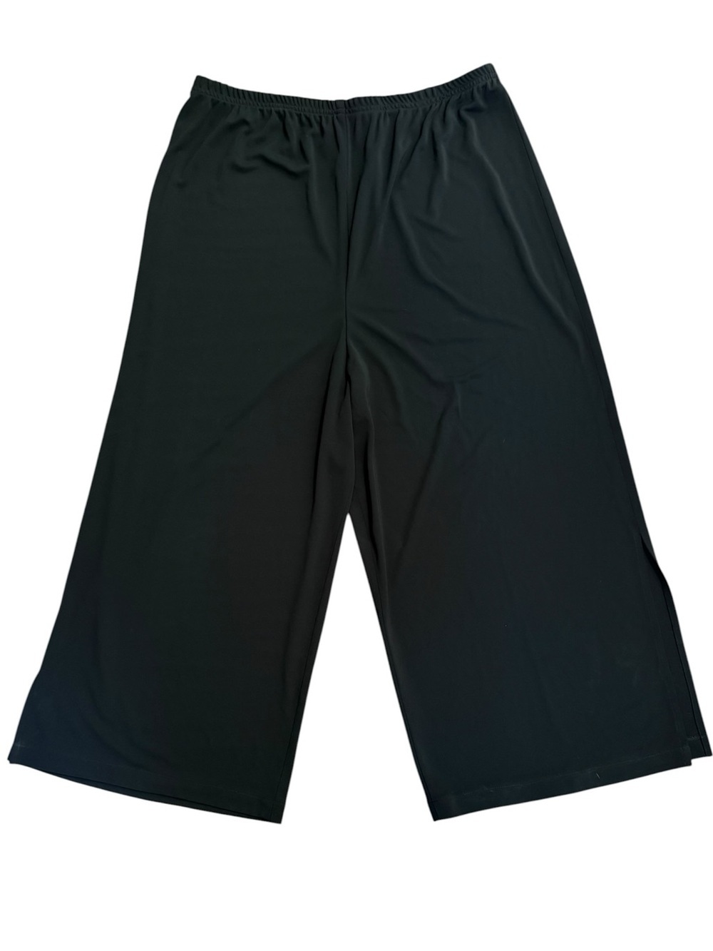 CAROLINE ROSE Cropped Wide Leg High Rise Flowy Pants Elastic Waist Black Size 3X